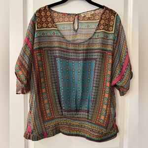 #9216 - Nine West Vintage America Collection Chiffon Dolman Tab Sleeve Blouse